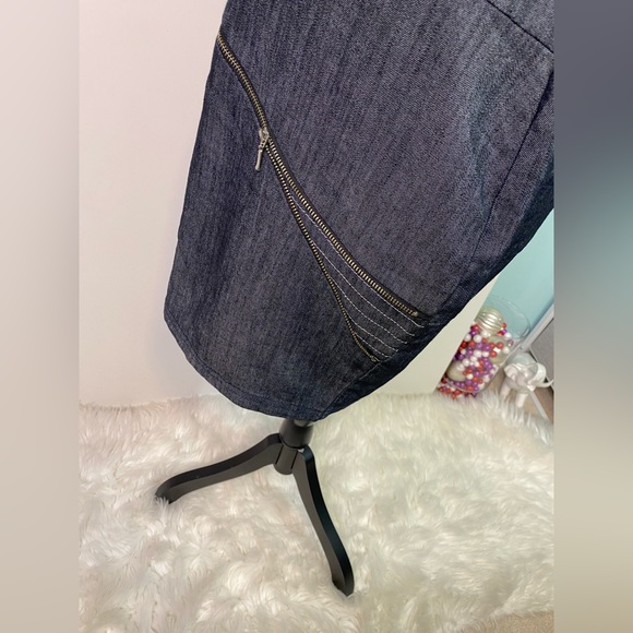 #165 THEORY Denim Strapless Dress size 6 - Picture 4 of 11